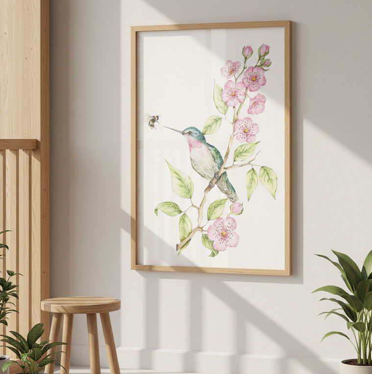 Impressão Fine Art - Beija Flor e a Abelha - Imagem 2