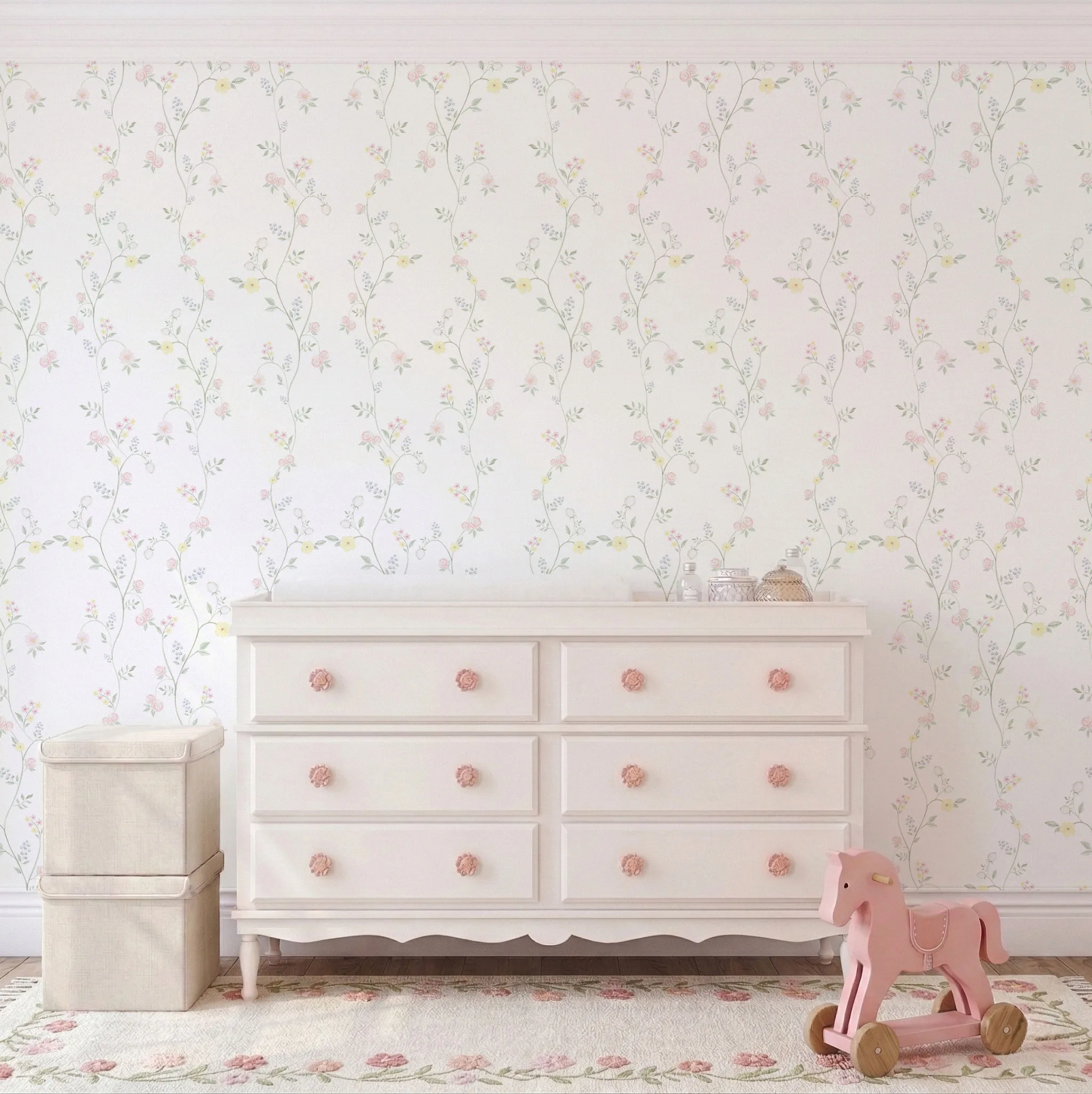 Papel de Parede Recanto das Flores em Aquarela