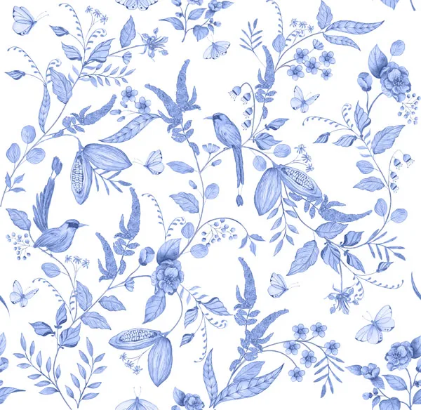 Papel de Parede Jardim Imperial em Aquarela - Imagem 2