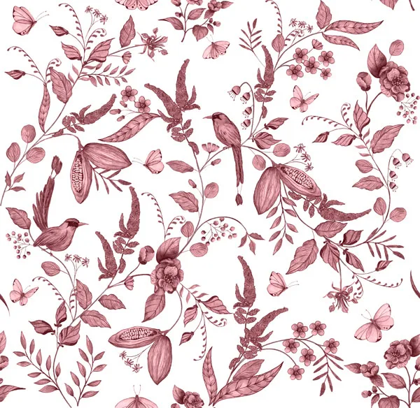 Papel de Parede Jardim Imperial em Aquarela - Imagem 3